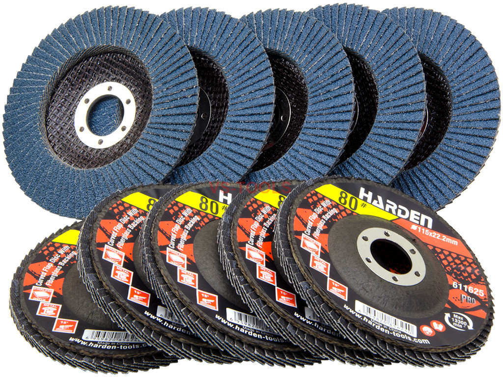 10pcs 4.5in 80G Flap Disc Fiberglass Backing Wood Metal Angle